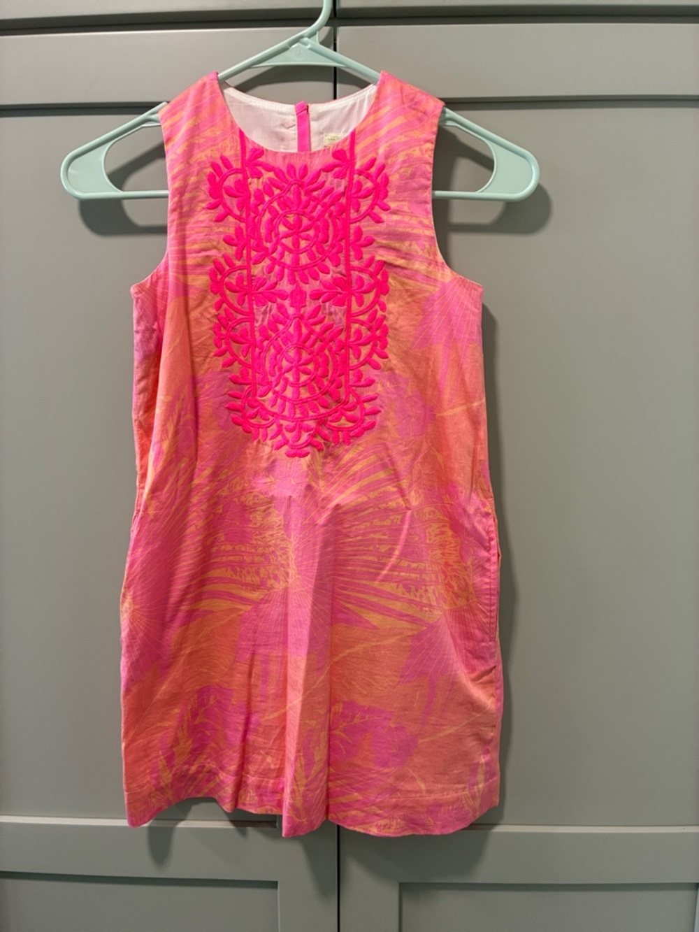 CrewCuts Pink & Coral Sleeveless Embroidered Shift Dress